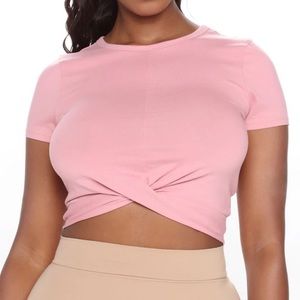 Cute pink tied crop top